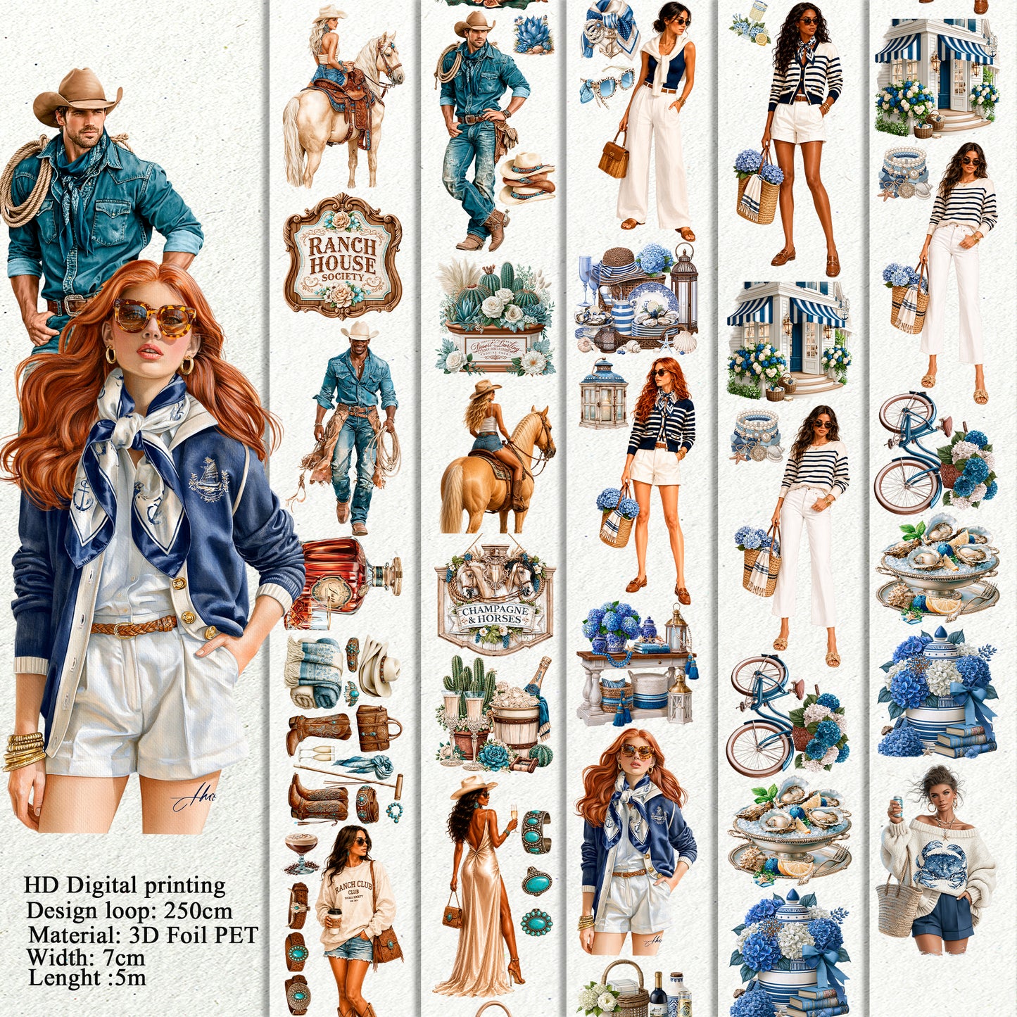 Western Social Club and Salt Air Society PET 3D raised tape