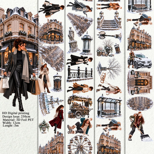 Winter in a City Landscape PET 3D raised tape.