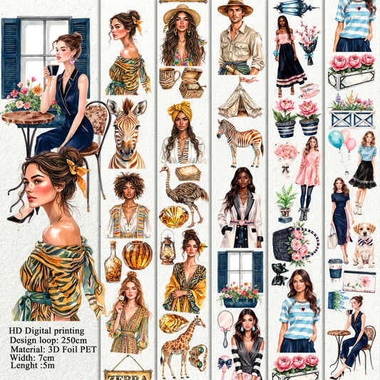 Zebra Amber Dusk and City Bloom Weekend PET 3D raised tape