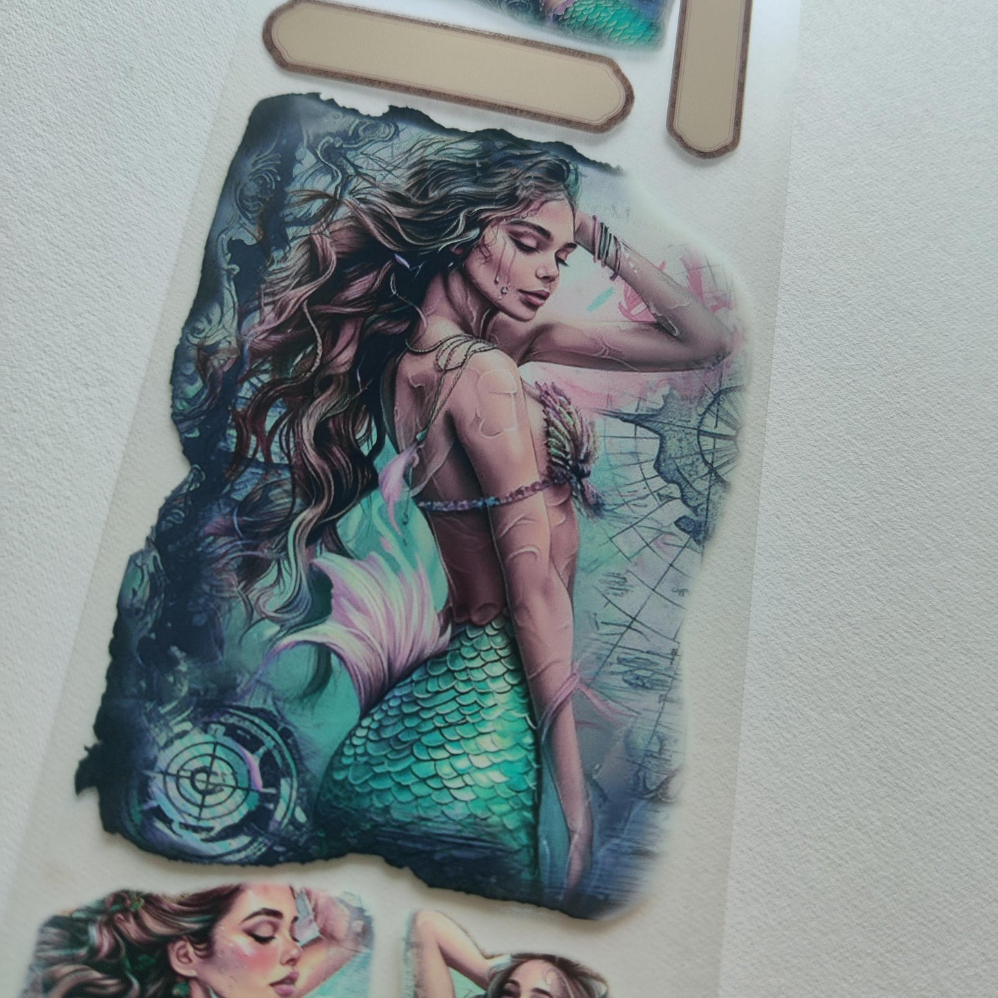 PET 3D raised tape Mermaid girls  ,one roll, junk journal, scrapbooking,bullet journal, planners,card making,paper crafts