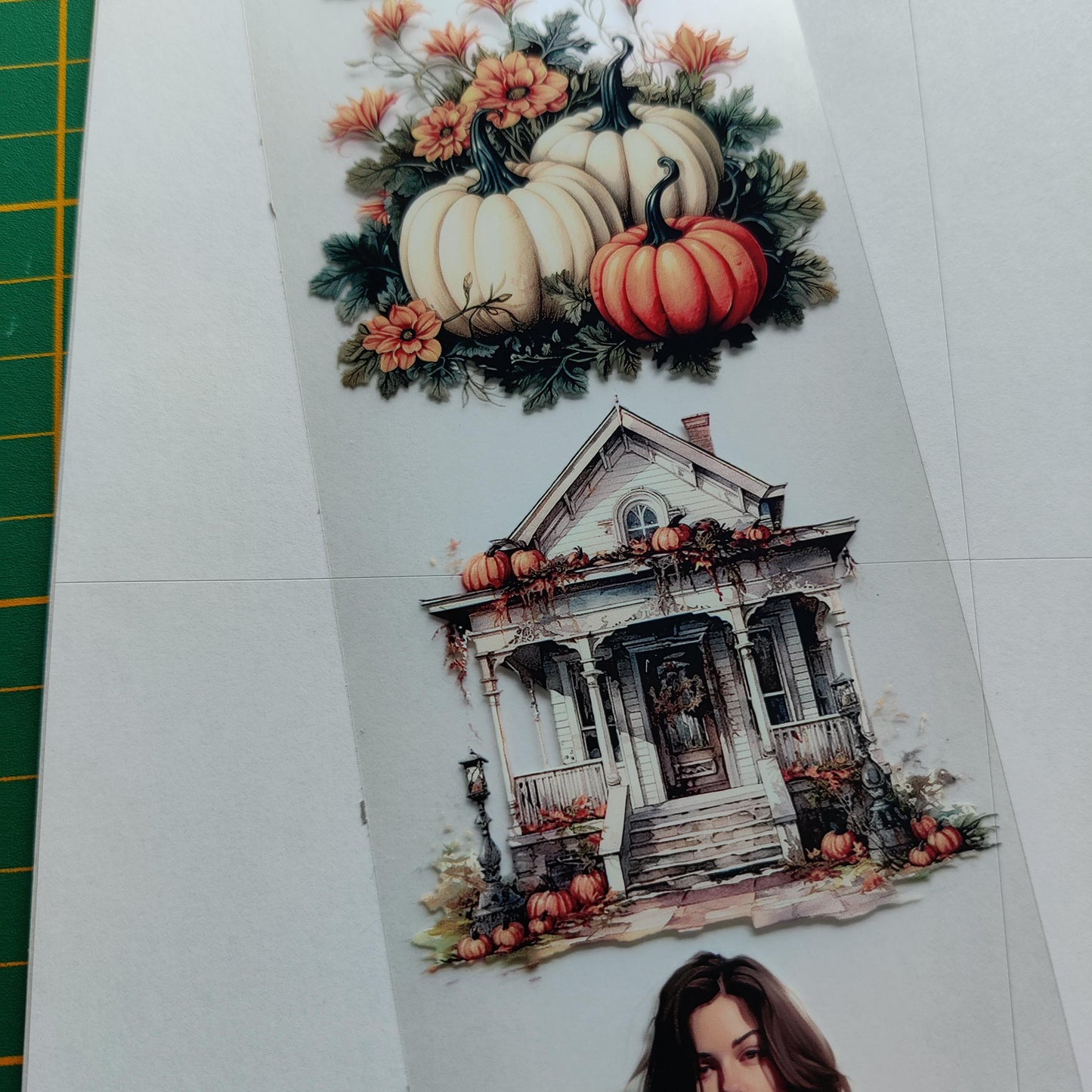 PET 3D raised tape Halloween houses  tape,one roll vintage fashion, junk journal, scrapbooking,bullet journal, card making.