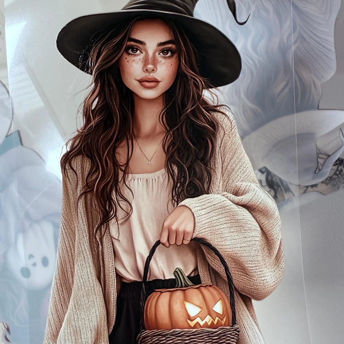 PET 3D raised Cozy Halloween and Lovely Witch tape,one roll fashion, junk journal, scrapbooking,bullet journal, card making.