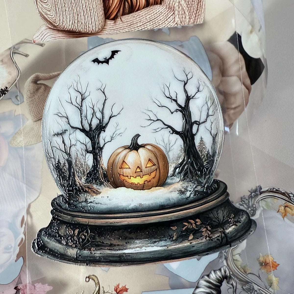PET 3D raised Cozy Halloween and Lovely Witch tape,one roll fashion, junk journal, scrapbooking,bullet journal, card making.