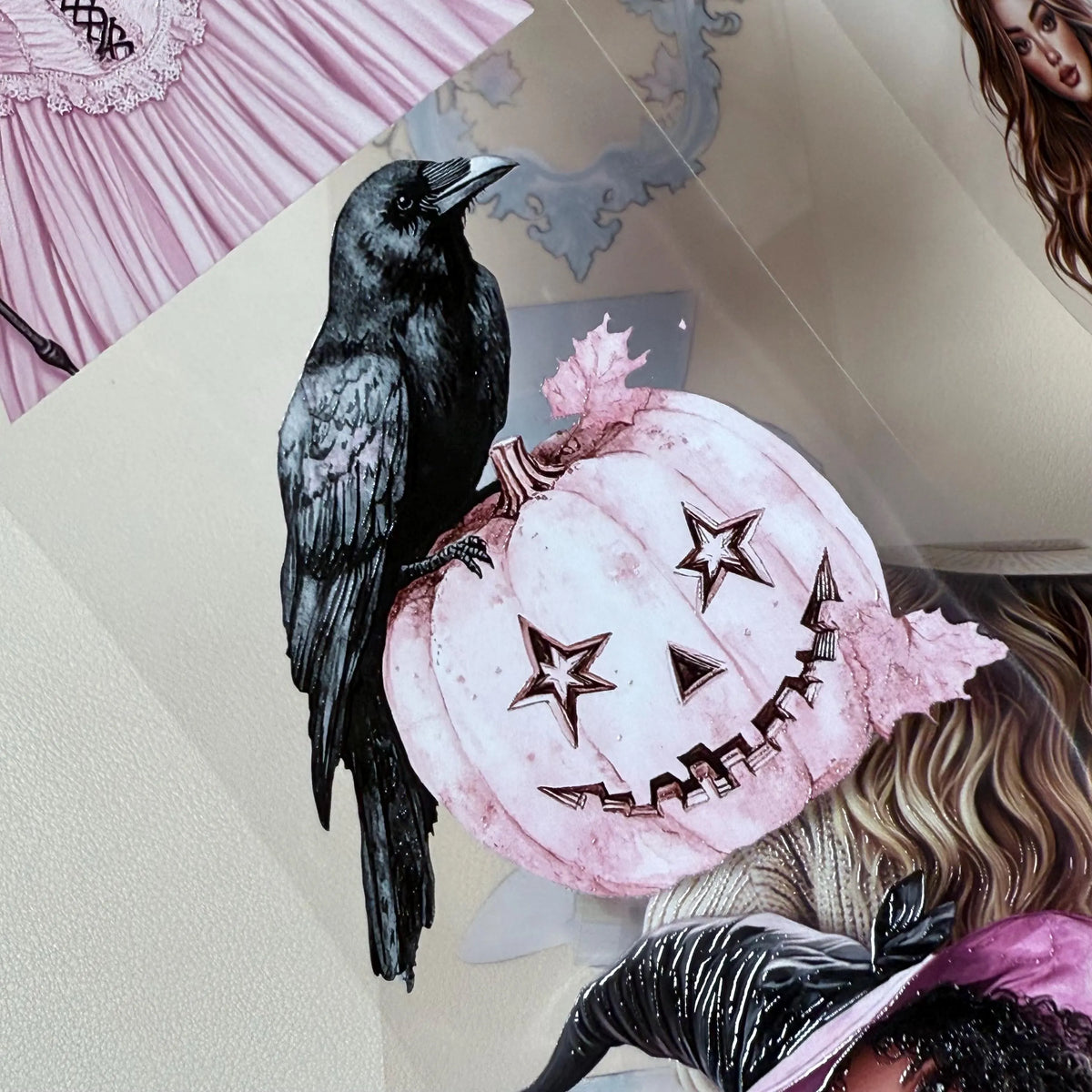 PET 3D raised Cozy Halloween and Lovely Witch tape,one roll fashion, junk journal, scrapbooking,bullet journal, card making.